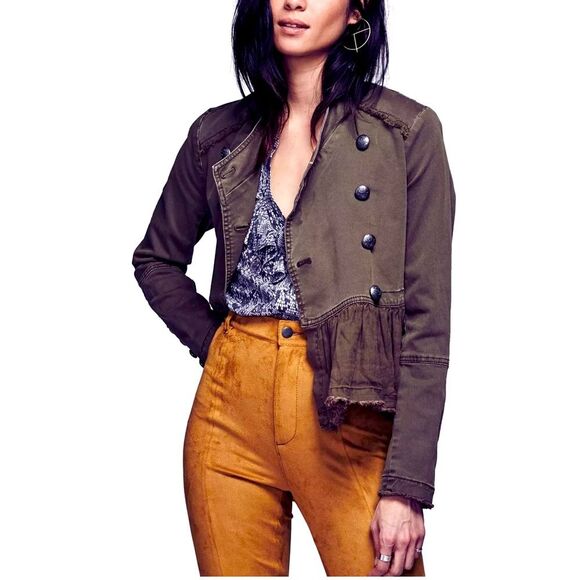 Free People Ruffled Military Jacket - Picture 1 of 15